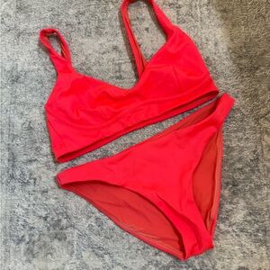 LEFT ON FRIDAY neon Red Bikini Set